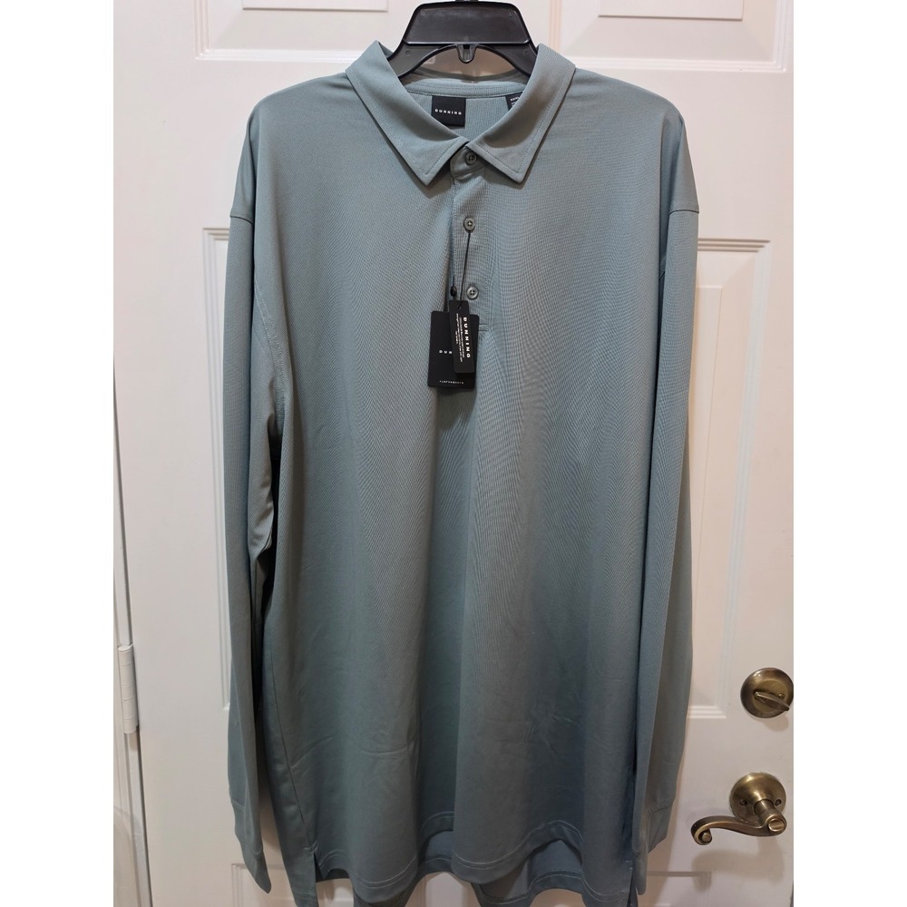 NWT Dunning Golf CoolMax Long Sleeve Polo Shirt Men's XXXL 3XL Green